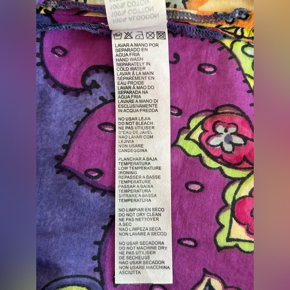 PEACE & LOVE by CALAO Tunic Dress Blue Purple Hippie Boho Beaded Neckline Size M - Picture 15 of 16